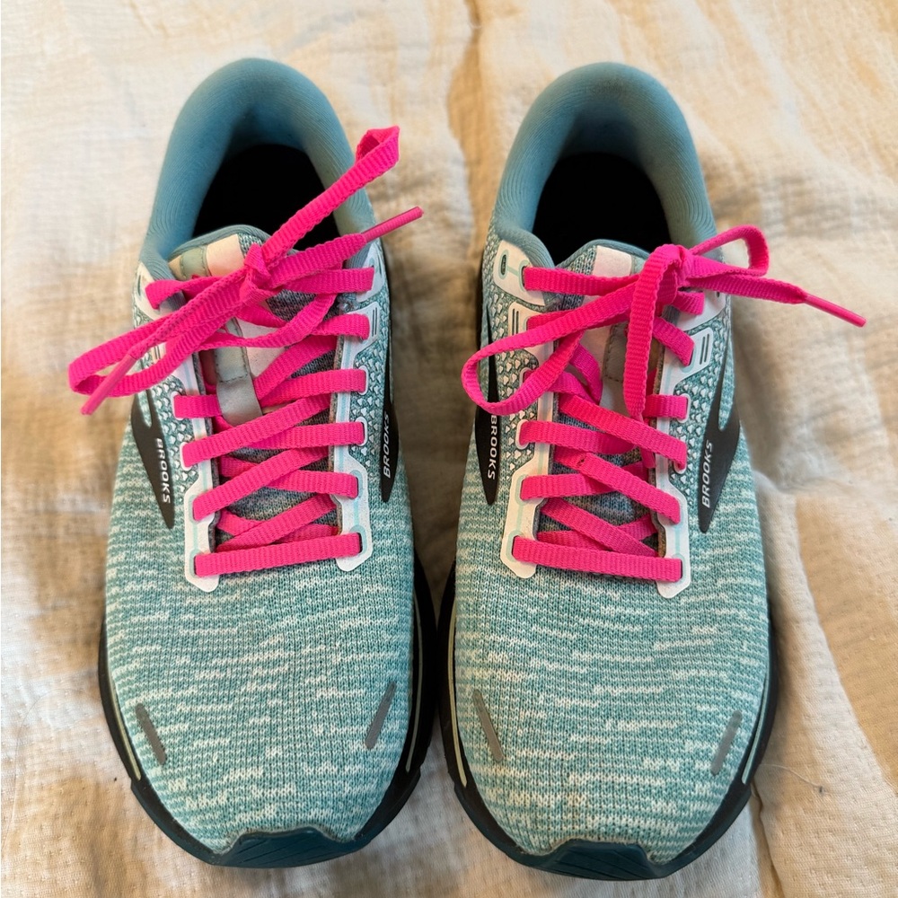 Teal and Pink Athletic Shoes